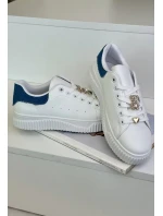 Nízke tenisky z ekokože s odznakmi bielej a modrej farby Cillione Nízke tenisky z ekokože s odznakmi bielej a modrej farby Cillione