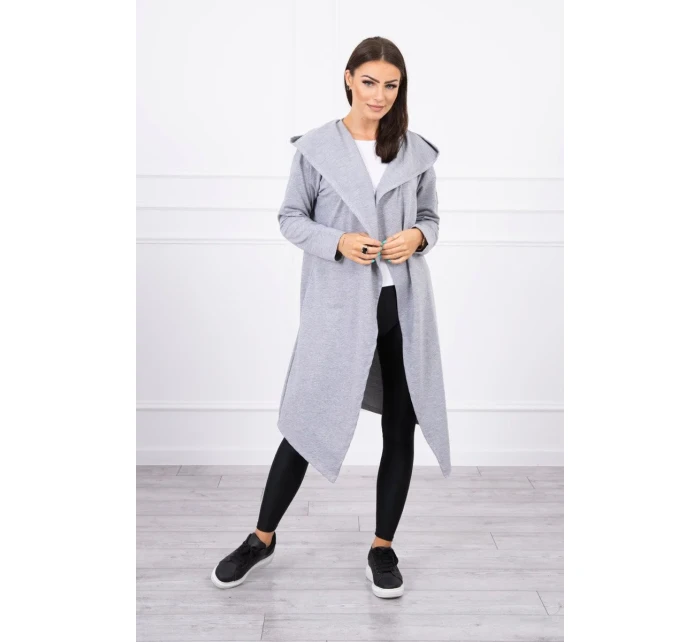 Dlhá pláštenka s kapucňou sivá