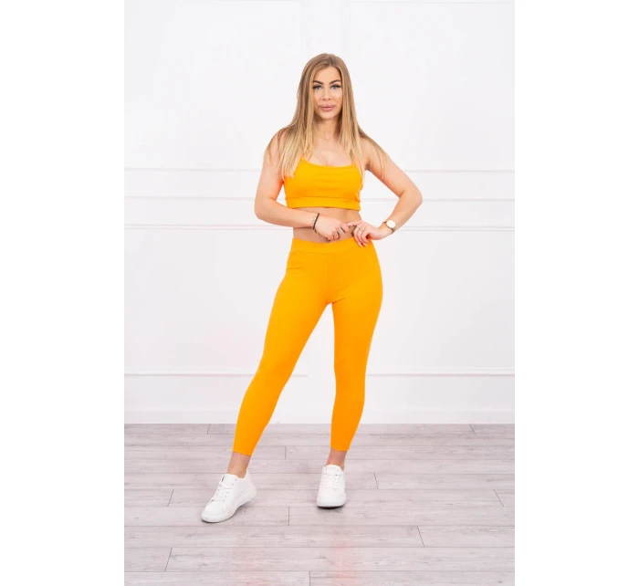 Súprava s blúzou hore pruhovaná oranžová neónová