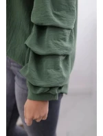 Španělská halenka s ozdobnými rukávy khaki Španělská halenka s ozdobnými rukávy khaki