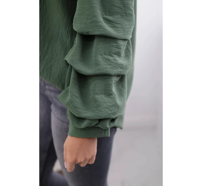 Španělská halenka s ozdobnými rukávy khaki Španělská halenka s ozdobnými rukávy khaki
