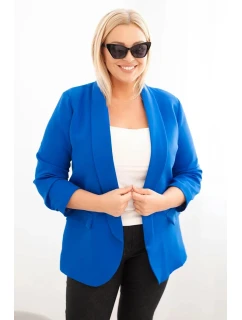 Dámske sako Plus Size bez zapínania s podšívkou XL/2XL strieborné