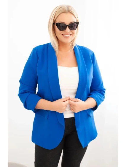 Dámske sako Plus Size bez zapínania s podšívkou XL/2XL strieborné Dámske sako Plus Size bez zapínania s podšívkou XL/2XL strieborné