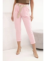 Kalhoty Punto s páskem světle růžové