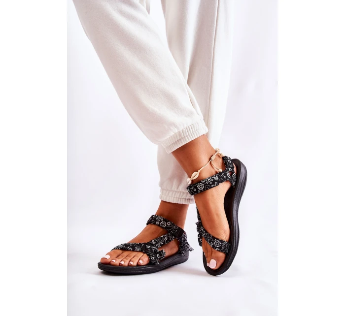 Damskie Sandały Na Rzepy Czarne Venna