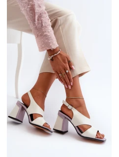 Dámské sandály na podpatku bílé D&A model 21655809 - S.Barski