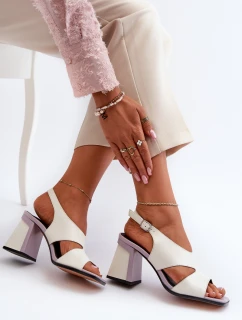 Sandały Damskie Na Słupku Białe D&A MR38-153