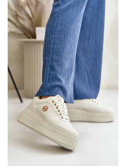 Sneakersy Dámské Sportovní Boty Zateplené Na Masivní Podešvi Béžové model 21668399 - Boto