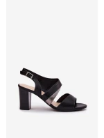 Dámské sandály na sloupku model 21694644 Černé - SERGIO LEONE