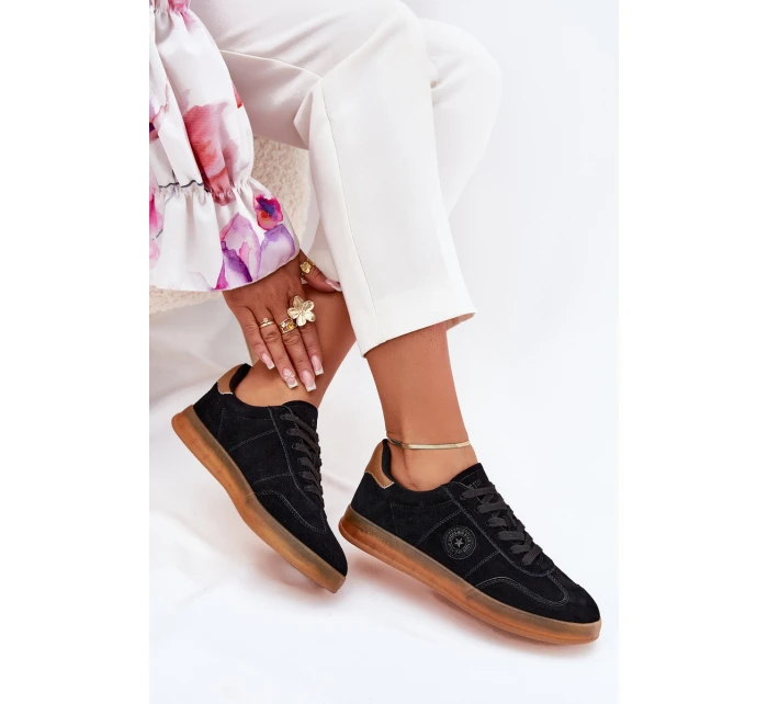 Zamszowe Sneakersy Damskie Big Star RR274851 HI-POLY SYSTEM Czarne