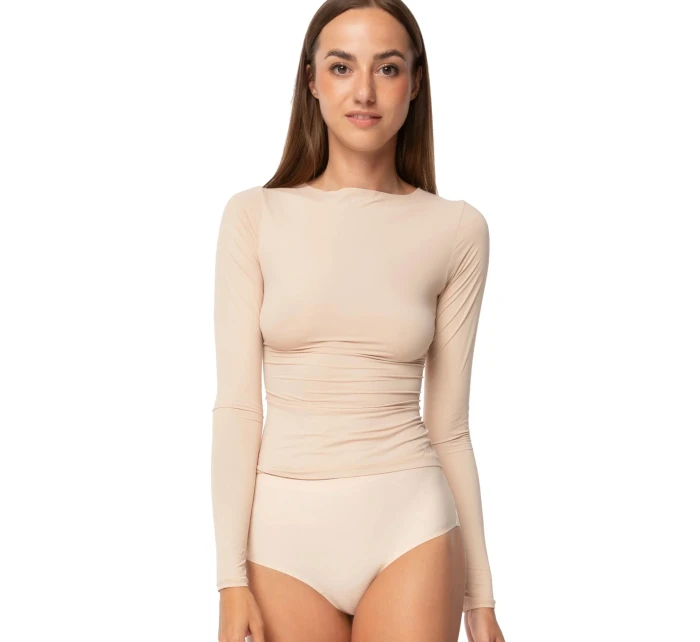 Dámská košilka Simple longsleeve beige - JULIMEX