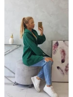 Zateplená bunda s vázáním v pase tmavě zelená