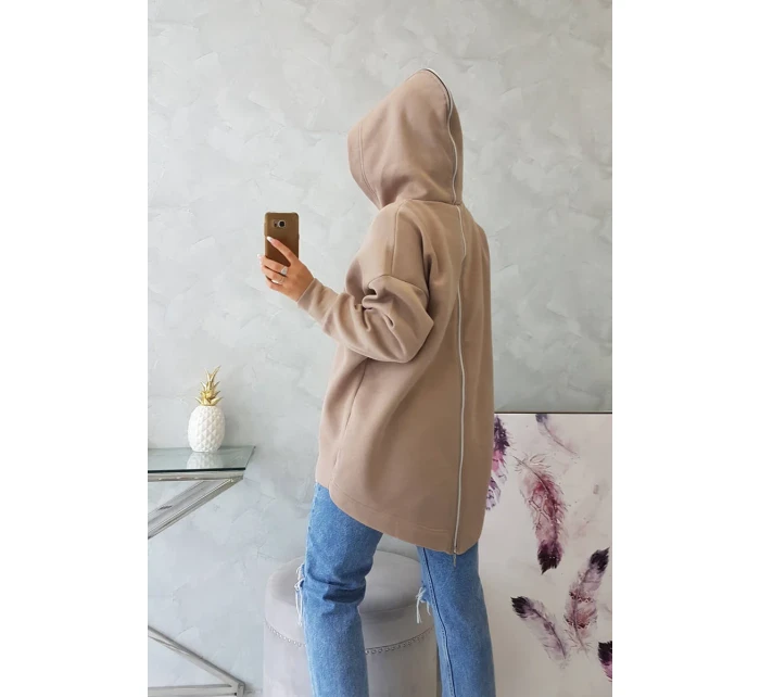 Zateplená mikina se zipem na zádech tmavě béžová Zateplená mikina se zipem na zádech tmavě béžová