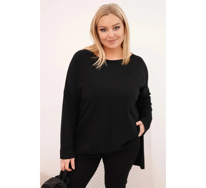 Dámská blůza Plus Size asymetrická s dlouhým rukávem černá Dámská blůza Plus Size asymetrická s dlouhým rukávem černá