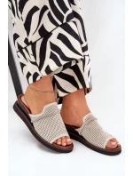 Klapki Damskie Na Koturnie Z Ozdobnym Paseczkiem Beżowe Teriwes Klapki Damskie Na Koturnie Z Ozdobnym Paseczkiem Beżowe Teriwes