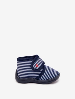 Dětské pantofle na suchý zip pruhované tmavě modré model 21793884 - Boto