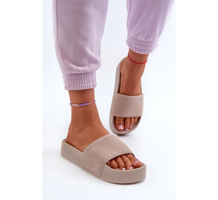 Dámske semišové šľapky Big Star Beige