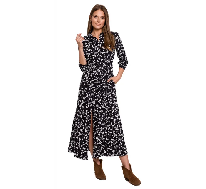 Dámske šaty K117 Model 1 Čierna s bielou - Makover