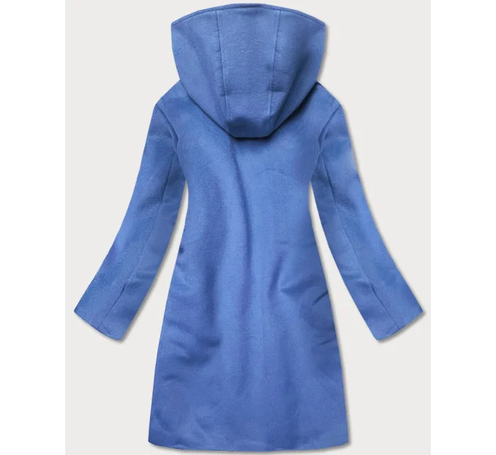 Svetlomodrý krátky dámsky kabát s kapucňou (gsq2311)