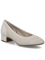 Dámske béžové kožené lodičky Rieker 43459-60