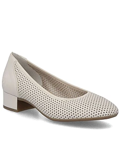 Dámske béžové kožené lodičky Rieker 43459-60