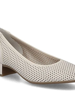 Dámské kožené béžové ažurové lodičky model 22097210 - Rieker