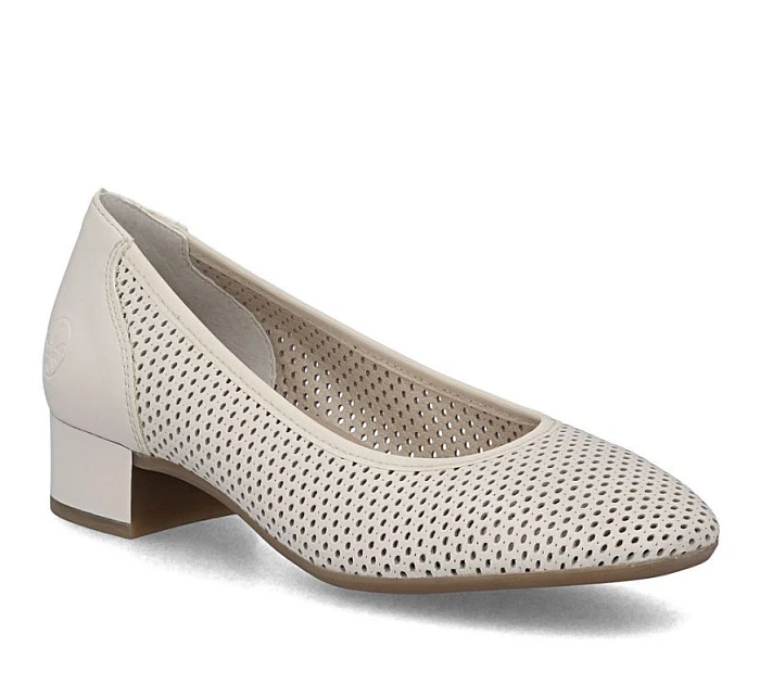 Dámske béžové kožené lodičky Rieker 43459-60