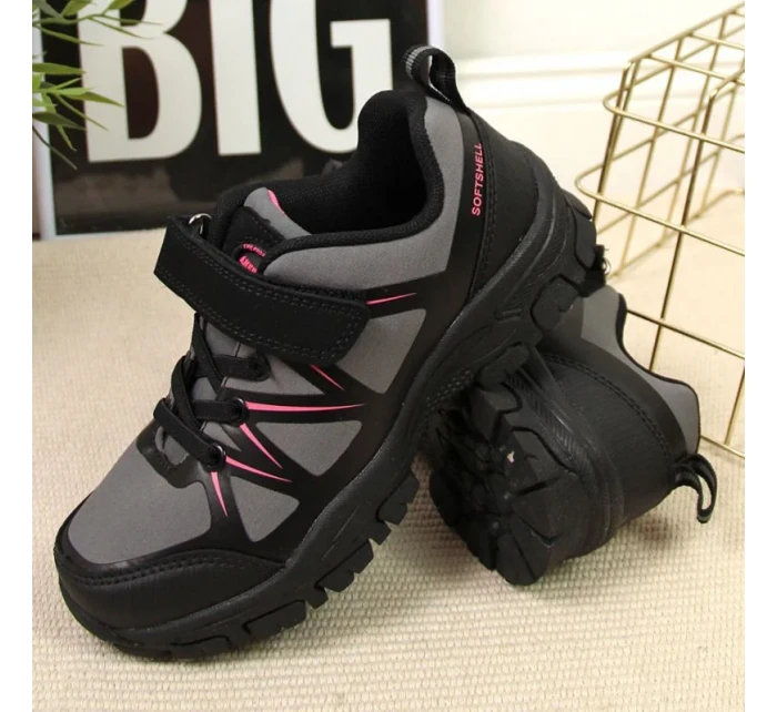 Club Jr model 17559859 šedé trekové boty na suchý zip - American