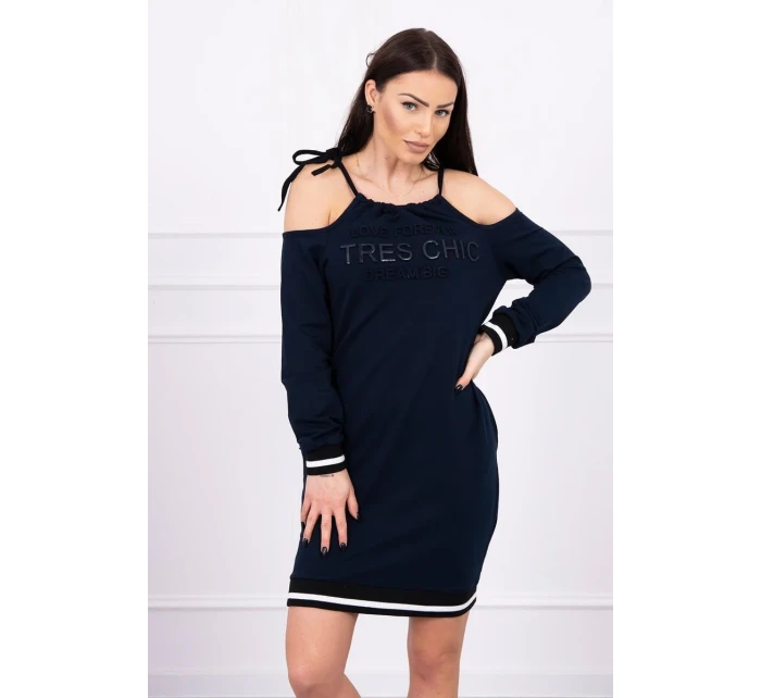 Šaty Tres Chic v tmavo modrej farbe