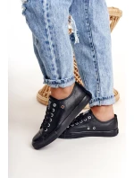 Damskie Skórzane Trampki Big Star Czarne V274871 Damskie Skórzane Trampki Big Star Czarne V274871