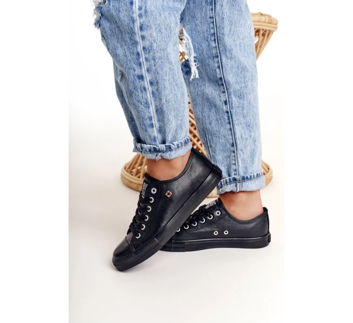 Damskie Skórzane Trampki Big Star Czarne V274871 Damskie Skórzane Trampki Big Star Czarne V274871