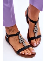 Kožené sandály s ozdobným Černá model 21619057 - S.Barski Kožené sandály s ozdobným Černá model 21619057 - S.Barski