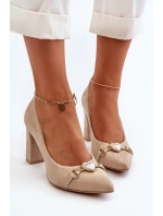 model 21652560 Velurové lodičky na podpatku se srdcem cappuccino - Zazoo