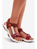 Dámské sandály na suchý zip model 21694713 bordové - D.Franklin