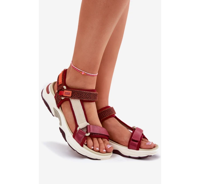 Dámské sandály na suchý zip model 21694713 bordové - D.Franklin