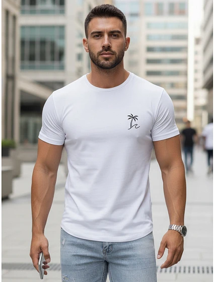Tshirt męski z nadrukiem klasyczny biały model 22186887 - FashionStreet