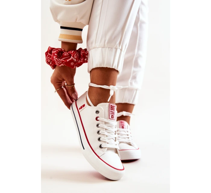 Damskie Materiałowe Trampki BIG STAR JJ274123 Białe Damskie Materiałowe Trampki BIG STAR JJ274123 Białe