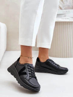 Dámské Kožené Sportovní Boty model 21671957 Černé - VINCEZA