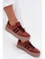 Zazoo N1068S2 Damskie Zamszowe Sneakersy Na Platformie Brązowe