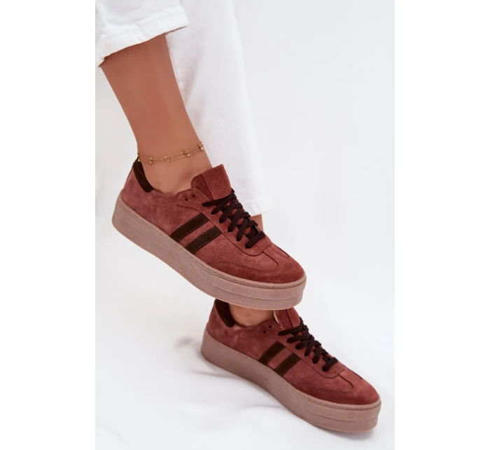 Zazoo N1068S2 Damskie Zamszowe Sneakersy Na Platformie Brązowe