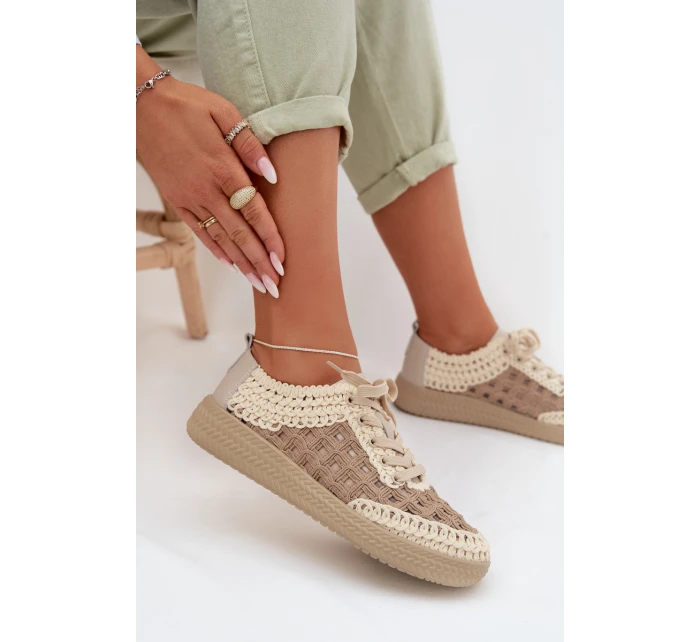 Kožené batohy Dámské polobotky model 22027822 Béžové - D&A