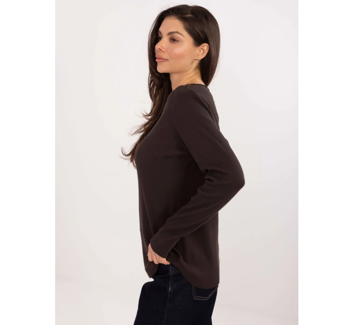 Bluzka BZ ciemny brązowy model 21776329 - FPrice Bluzka BZ ciemny brązowy model 21776329 - FPrice