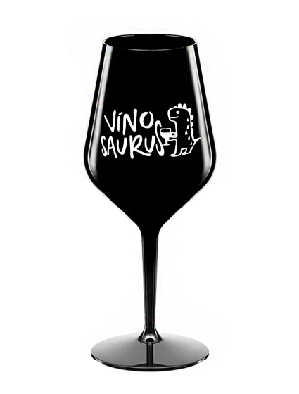 VÍNOSAURUS - černá nerozbitná sklenice na víno 470 ml