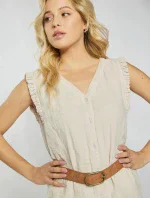 Dámska Mušelínová blúzka Béžová - Monnari