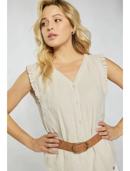 Dámska Mušelínová blúzka Béžová - Monnari