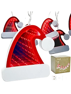 SVETIELKA, DRÔTY, LED GIRLANDA, SANTA KLÁUSOVE ČIAPKY, USB