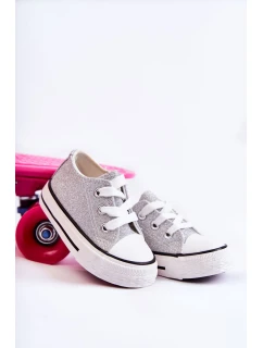 Dziecięce Trampki Wiązane Srebrne Wella