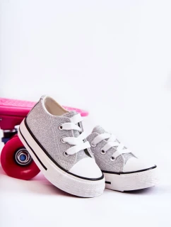 Dziecięce Trampki Wiązane Srebrne Wella