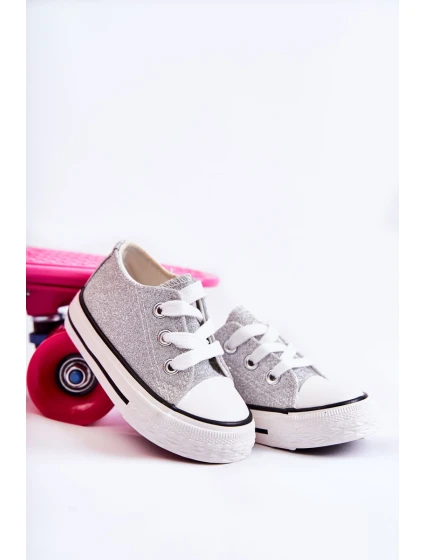 Dziecięce Trampki Wiązane Srebrne Wella