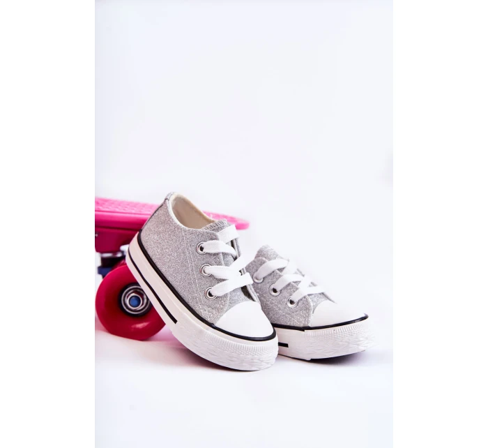 Dziecięce Trampki Wiązane Srebrne Wella